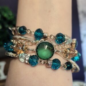 White House Black Market Turquoise and Gold Multi-Strand Bracelet